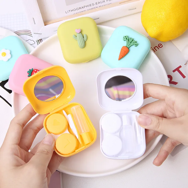 

NEW Mini Sweet Fruit Contact Lens Case with Mirror Tweezers Contact Lenses Case Contact Lens Storage Container Box Travel Kit