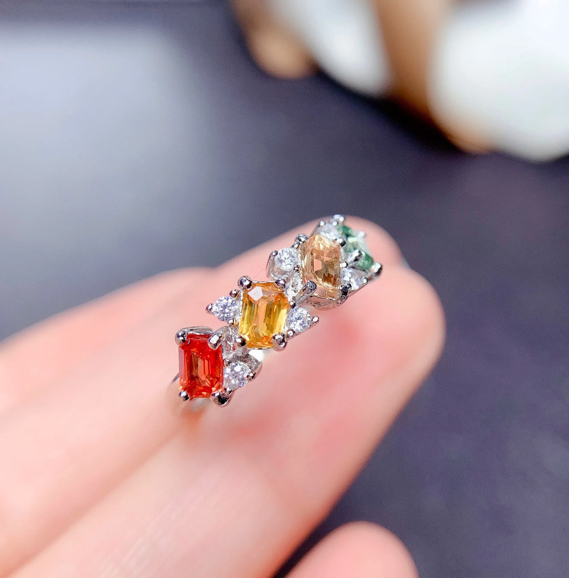 

Fashion Rainbow Crystal Zircon Ring For Women 2021 Boho Colorful Ring Woman Diy Statement Rings Party Wedding Fine Jewelry