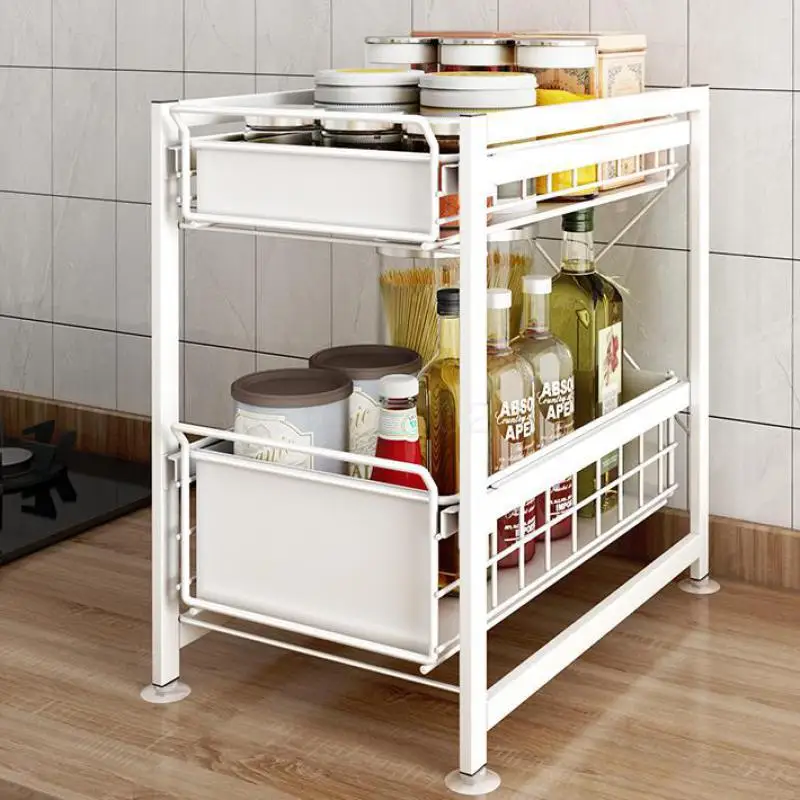 Кухонная полка для раковины посадки кухни Выдвижная сосуд разное под