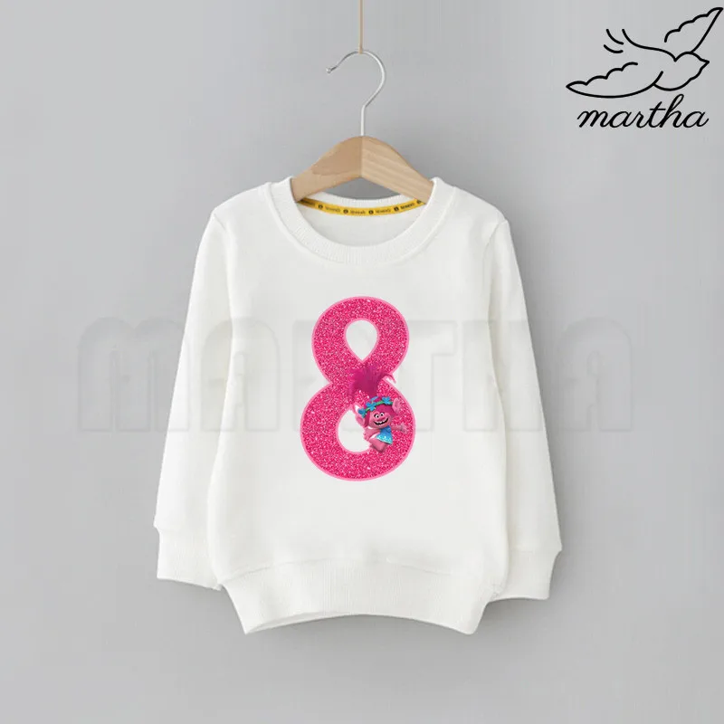 Детские свитшоты с рисунком троллей и цифрами на день рождения детские толстовки