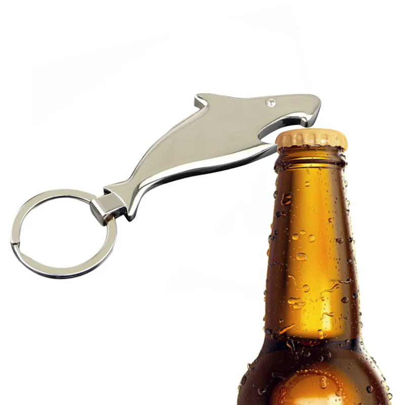 Открывалка для бутылок в форме акулы брелок цинкового сплава Серебряное кольцо