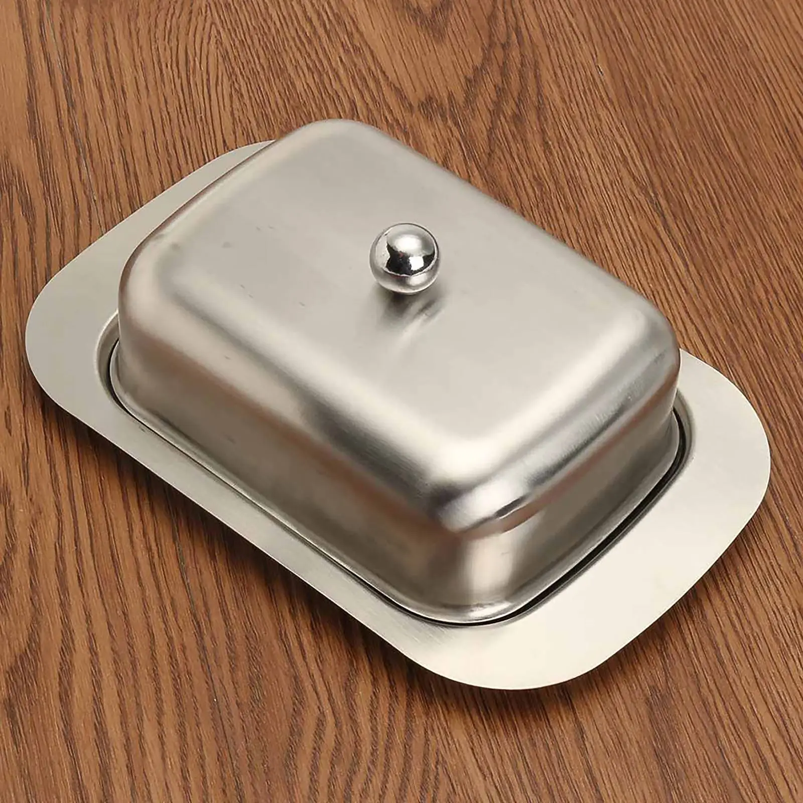 

Stainless Steel Butter Dish Box Container Cheese Server Storage Keeper Tray With Lid Kitchen Dinnerware