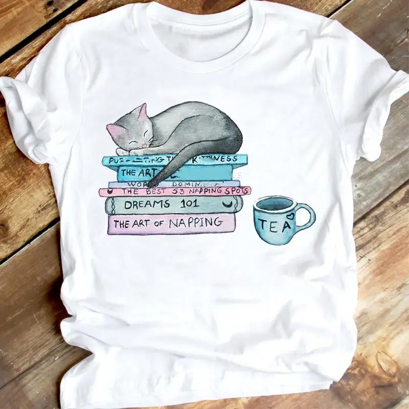 

Women Cat Funny Pet Lovely Trend Short Sleeve Lady Print Clothes T Tee Fashion Tshirt Female Regular Top Graphic T-shirt