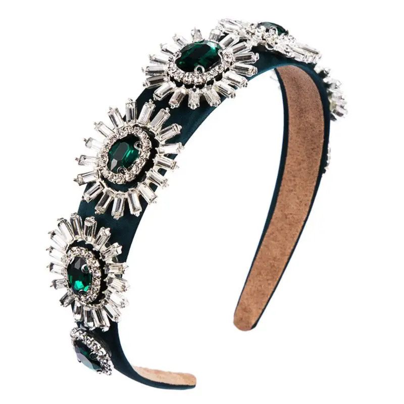 

Fashion Women Head Hoop Rhinestone Flower Wide-brimmed Headband