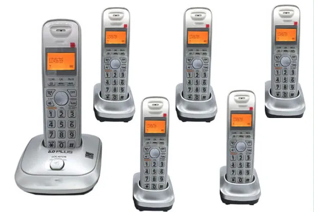 Six handset Silver DECT 6,0 Plus цифровой беспроводной телефон с внутренней связью ID Домашний Беспроводной телефон английский испанский язык - Цвет: Six handset Silver