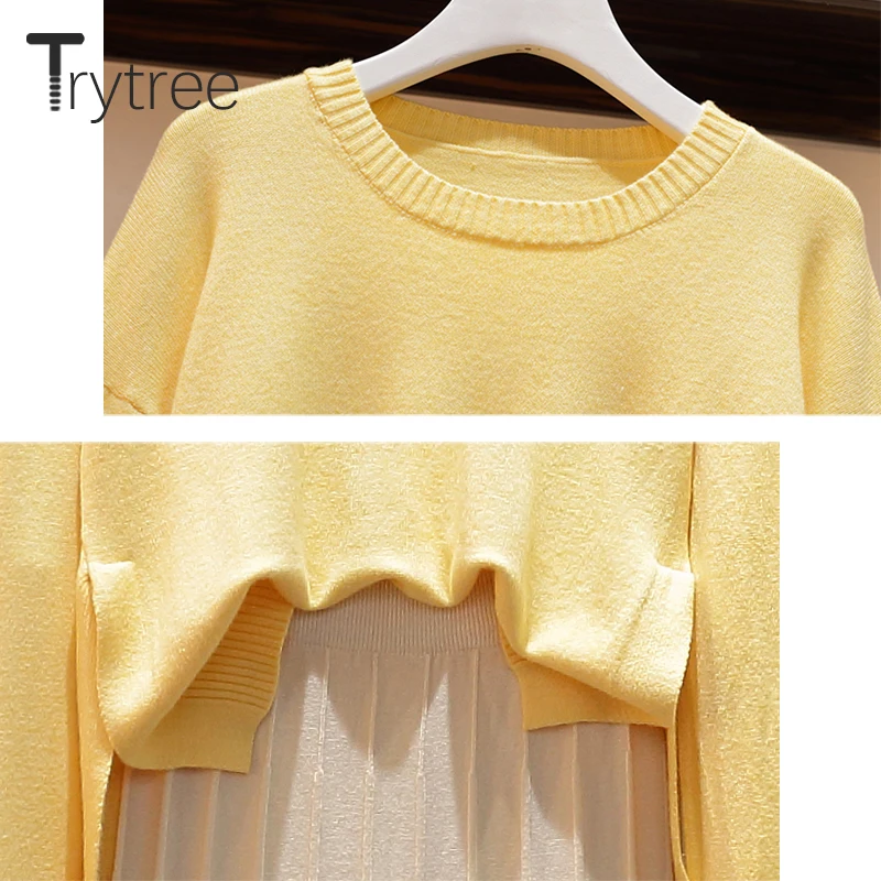 Trytree 2019 осенне зимний женский комплект из двух предметов повседневный Вязаный