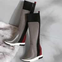 winter warm platform pumps women genuine leather wedges high heel riding boots female pointed toe fashion sneakers casual shoes
