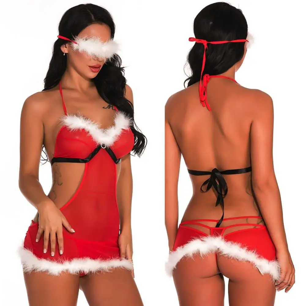 2019 рождественское нижнее белье сексуальный кружевной Женский комплект нижнего