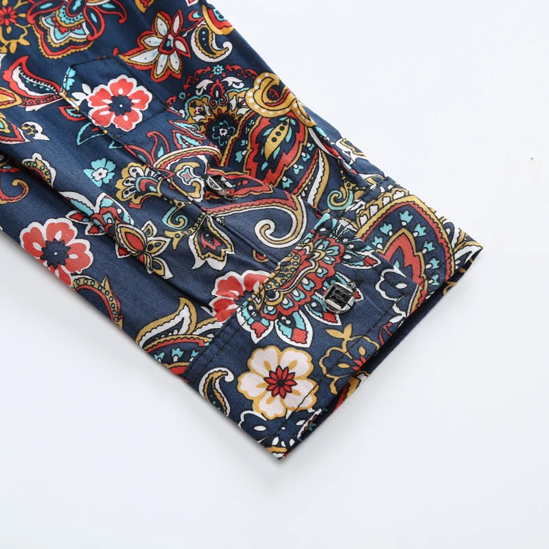 

Ethnic Mens Paisley Print Shirts 2019 Brand New Slim Fit Long Sleeve Floral Shirt Men Casual Party Club Male Dress Chemise Homme