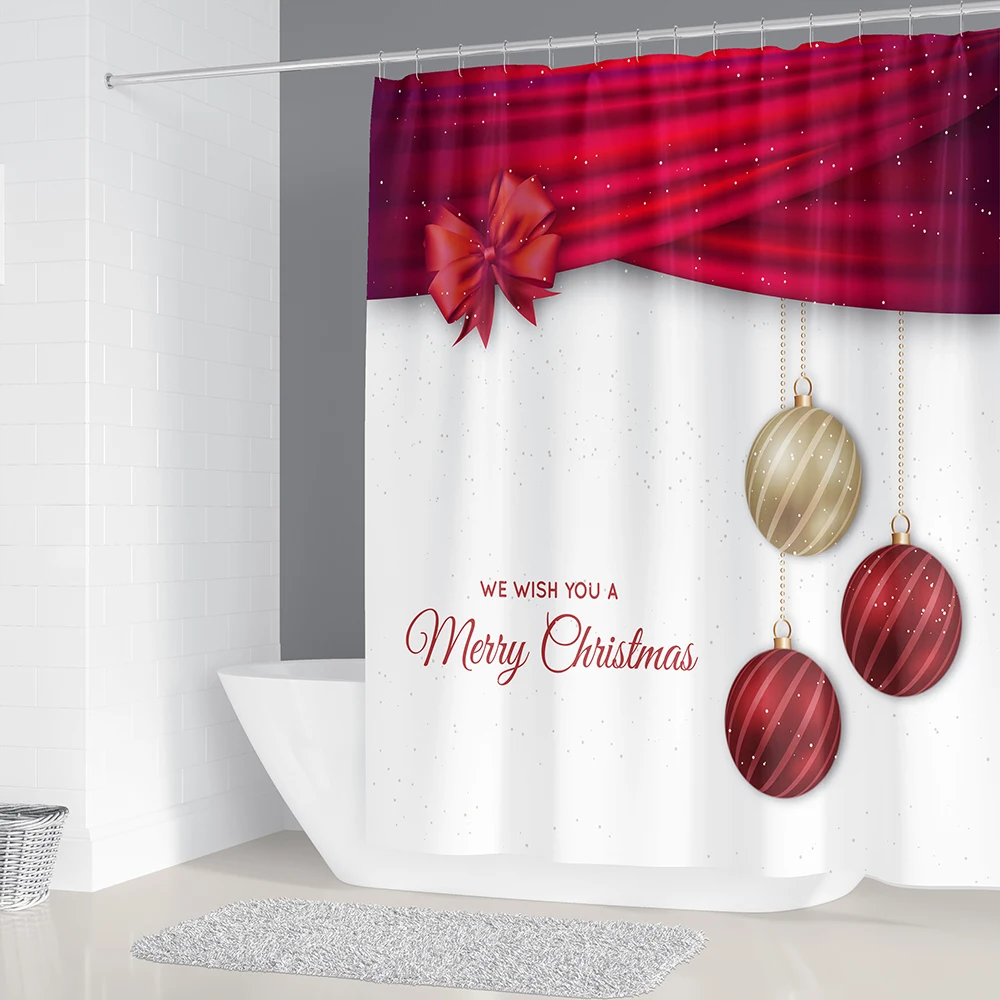 Рождественская занавеска для душа с s-образными колокольчиками на новый год