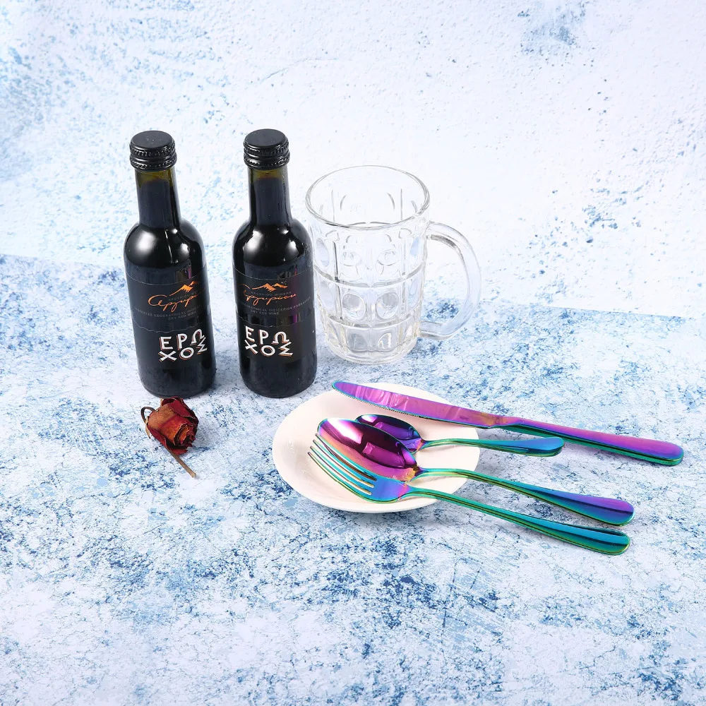 6 шт./компл. набор столовых приборов из нержавеющей стали с радугой ножей вилка