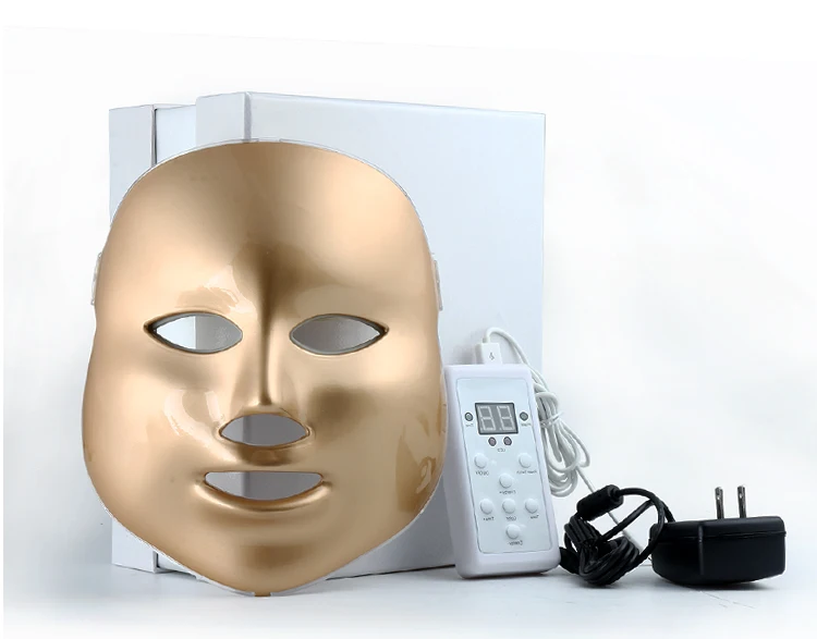 Gold Mask AU Plug 7 цветов светодиодный маска для шеи лица микротоковая светодиодный фотонная маска для удаления морщин и акне омоложение кожи лица Косметическая машина - Цвет: Gold Mask AU Plug