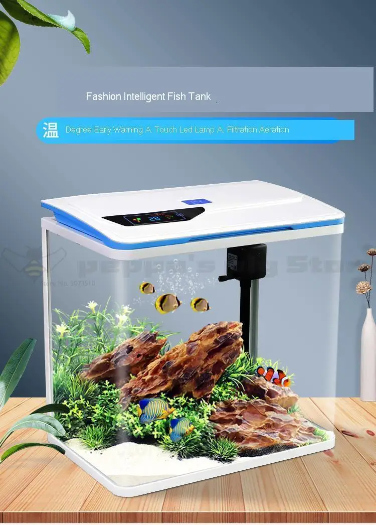 Water-free Ecological Fish Tank Small Aquarium Self-circulating Living Room Goldfish Tank Smart Desktop Lazy Home Creative