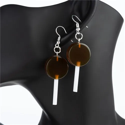 Transparent brown 1 пара, женские серьги, полимерные, ремесло, конфеты, леденец, bff, дружба, Висячие серьги для женщин, детей, ювелирные изделия - Окраска металла: Transparent brown