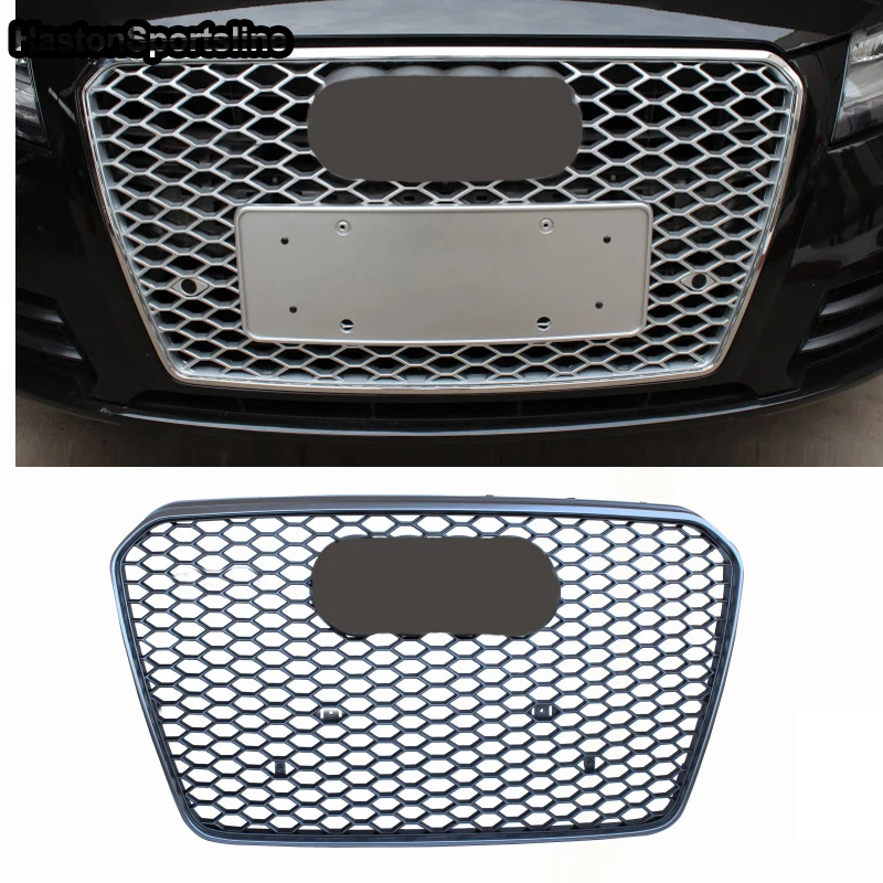 

For RS7 Style Chrome Silver Grill Front Sport Honeycomb Hood Grill for Audi A7 S7 Sline 2011-2015 Car Styling Accessories