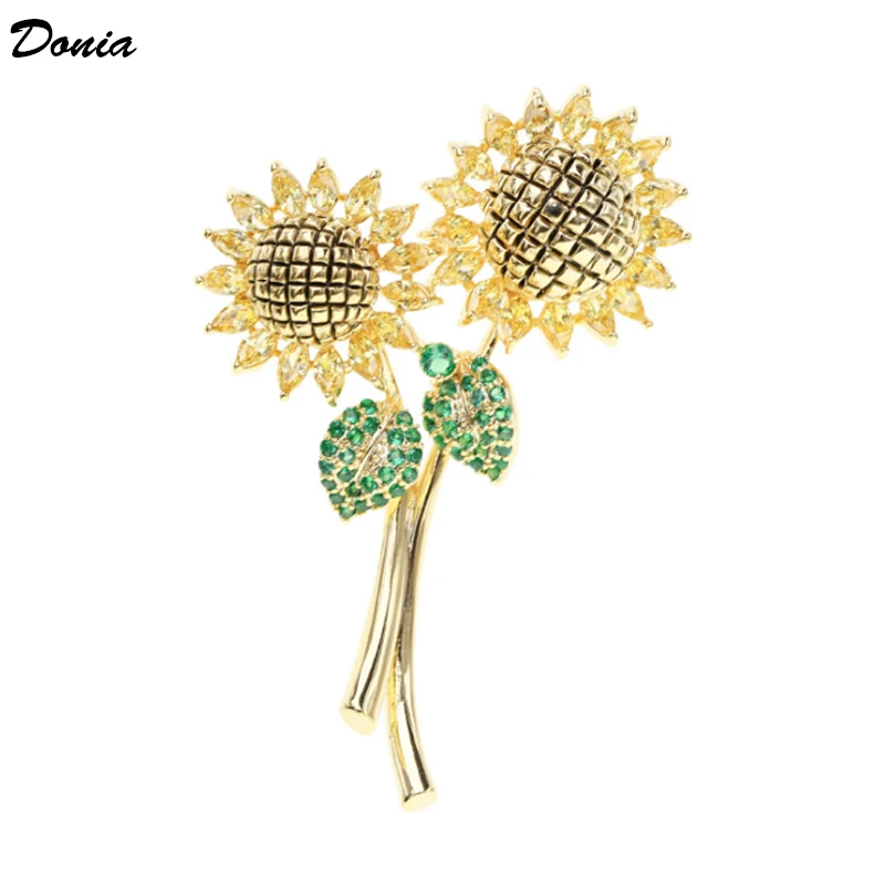 

Donia jewelry Fashion Korean color AAA zircon sunflower brooch flower corsage female simple coat decoration pin high-end gift