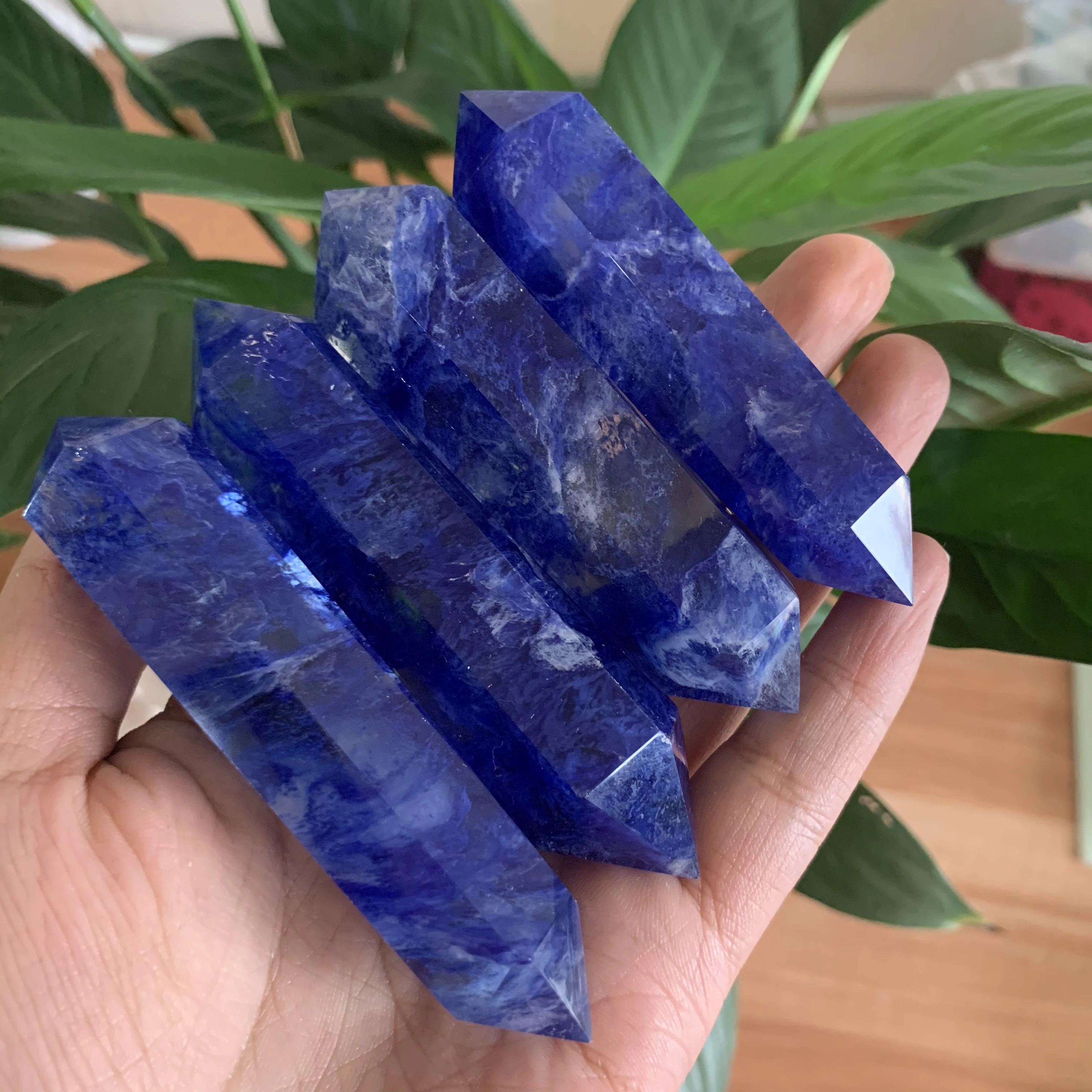 1 штука голубого плавления с двойным заостренным кварцевым кристаллом исцеление