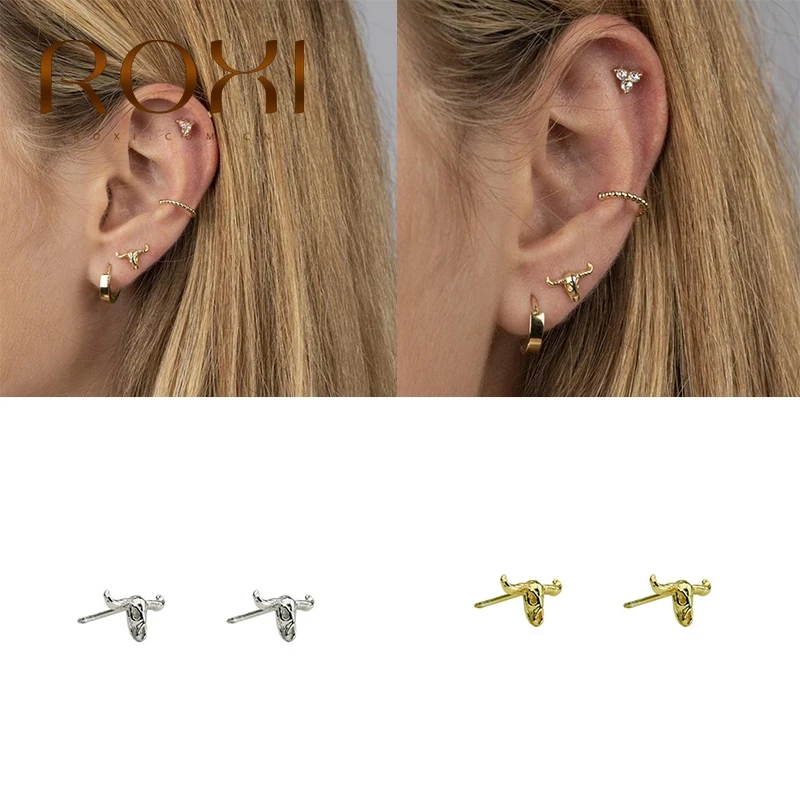 ROXI Cool Snake Dragonfly Beetle серьги с головой быка хрящи для женщин животное насекомое