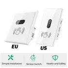 Настенный сенсорный выключатель 110 В, белый умный настенный выключатель света из закаленного стекла, панельный переключатель с инфракрасным датчиком без касания, ЕССША