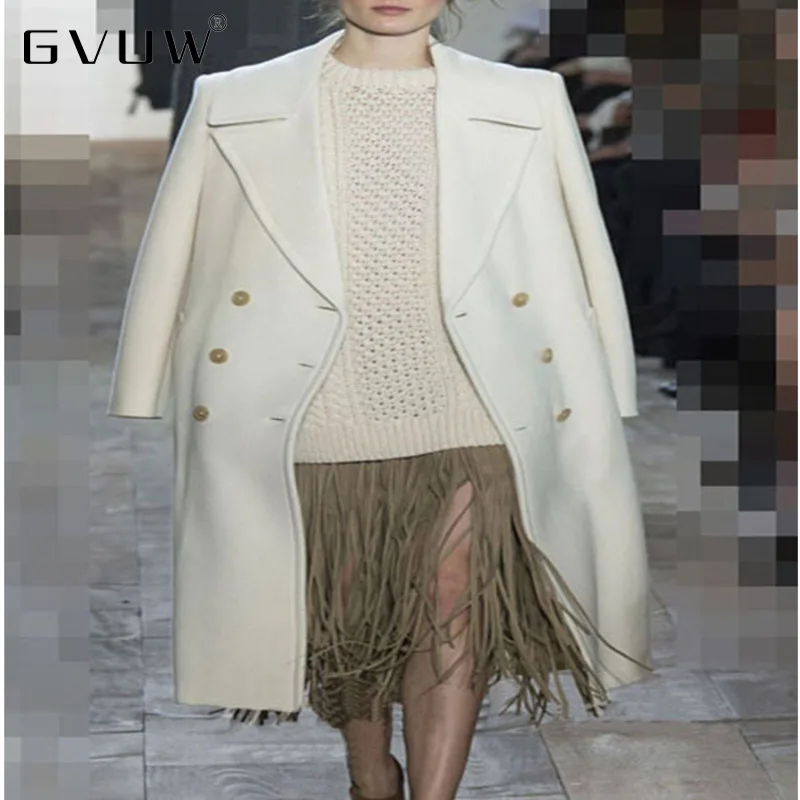 

Gvuw Autumn Winter Double Breasted Long Cashmere Thickness Designer Luxury 2021 Womens Coats 2020 Woman Coat KB5647