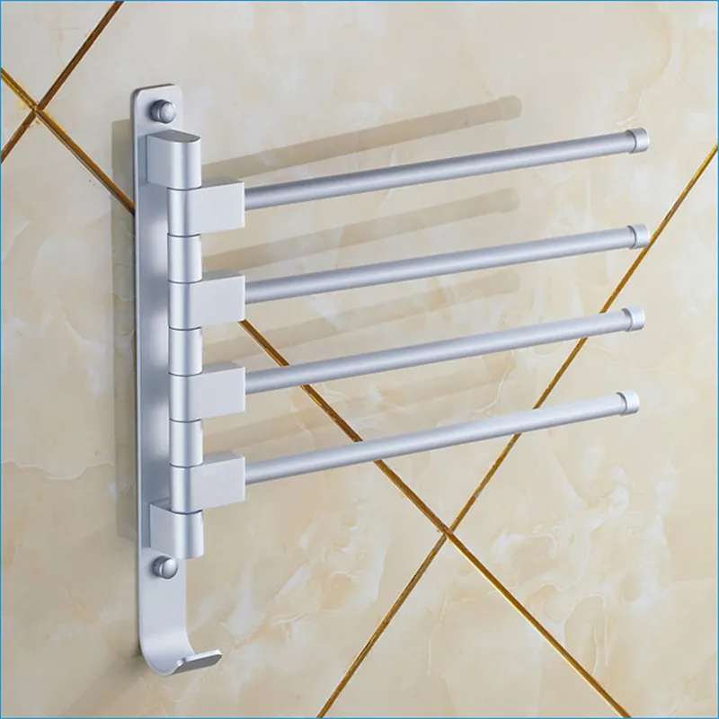 

Алюминиевый держатель для полотенец с крючками, поворотный держатель для полотенец на 4 стойки, многофункциональный современный держатель для полотенец, J15495