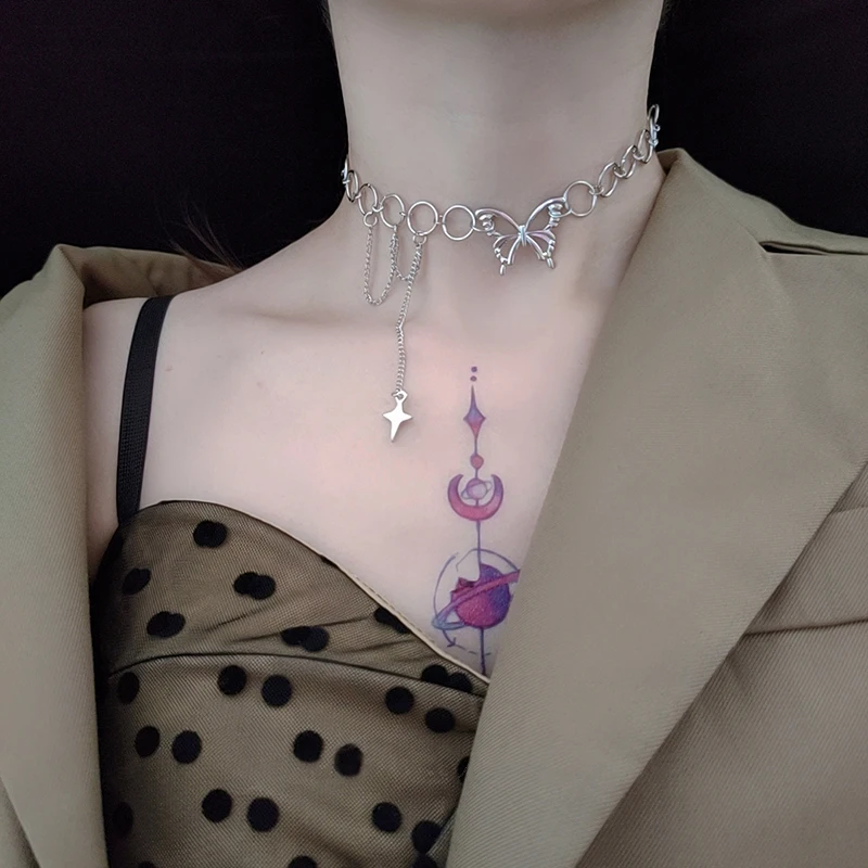 Цепочка-чокер Женская с подвеской в виде бабочки круга Креста 2020 | Украшения и