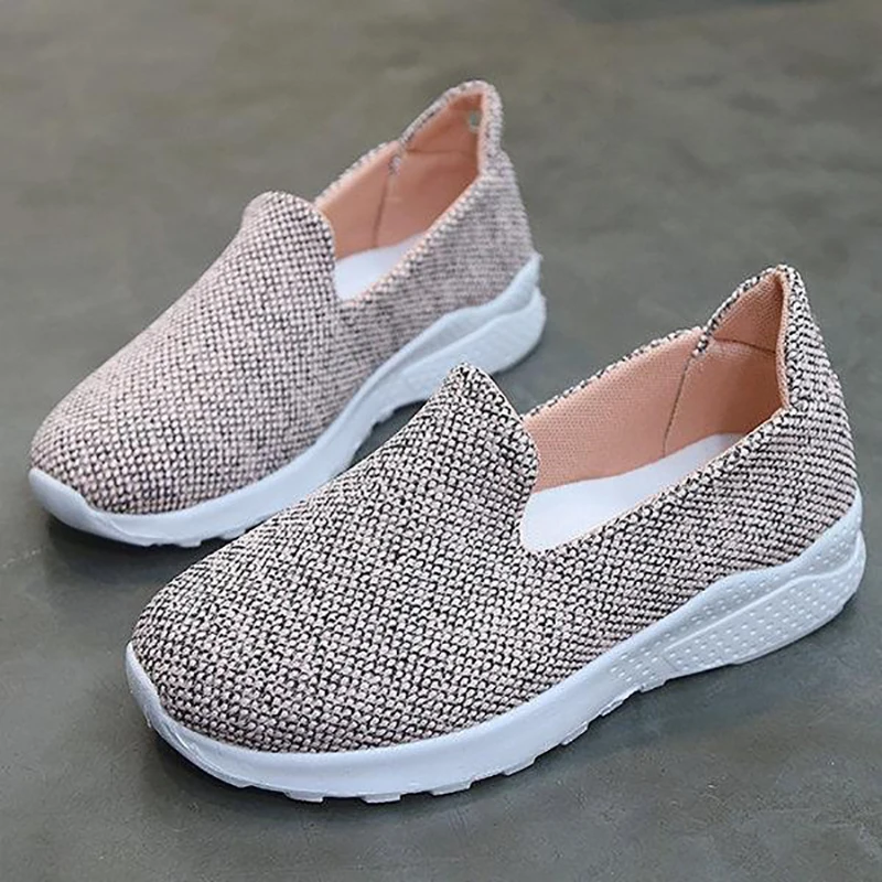 

Breathable Fabric Platform Flats Slip on Soft Ladies Casual Running Shoes Woman Sock Shoes Comfort Sneakers Women