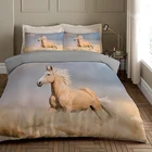 Комплект постельного белья с рисунком лошади, пододеяльник с 3D рисунком животных, комплекты Белого постельного белья, наволочки, полный размер, королева, суперкинг, двойной размер 220