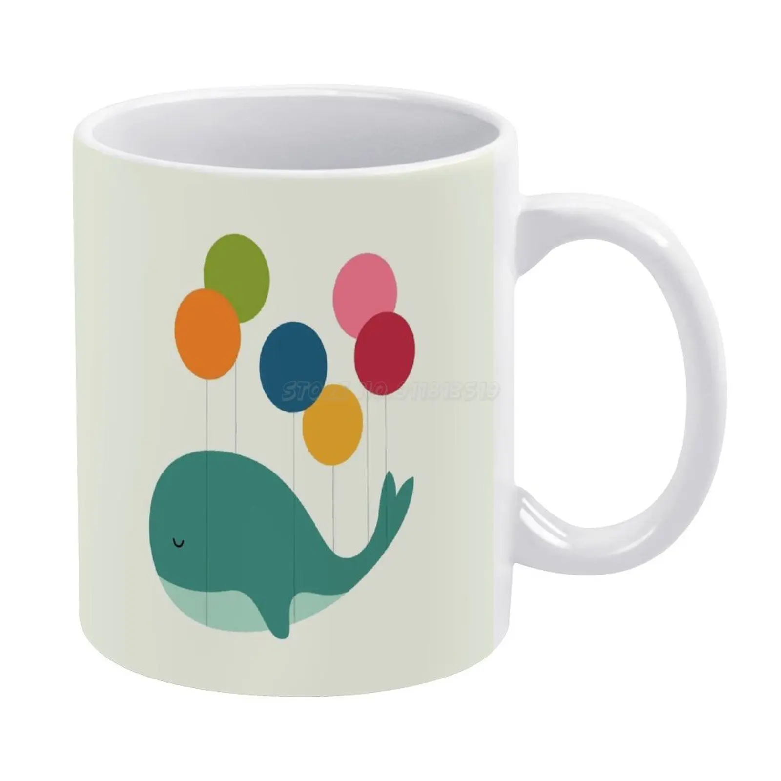Dream Walker White Mug Coffee Mugs Girl Gift Tea Milk Cup Whale Fly Cute Fun Lovely Happy Cool Childhood Rainbow Ball |