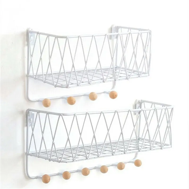 

Wall Mounted Storage Holders Art Mesh Home Hook Hole Plate Storage Rack Shelf DIY Living Room Display Stand Organizer