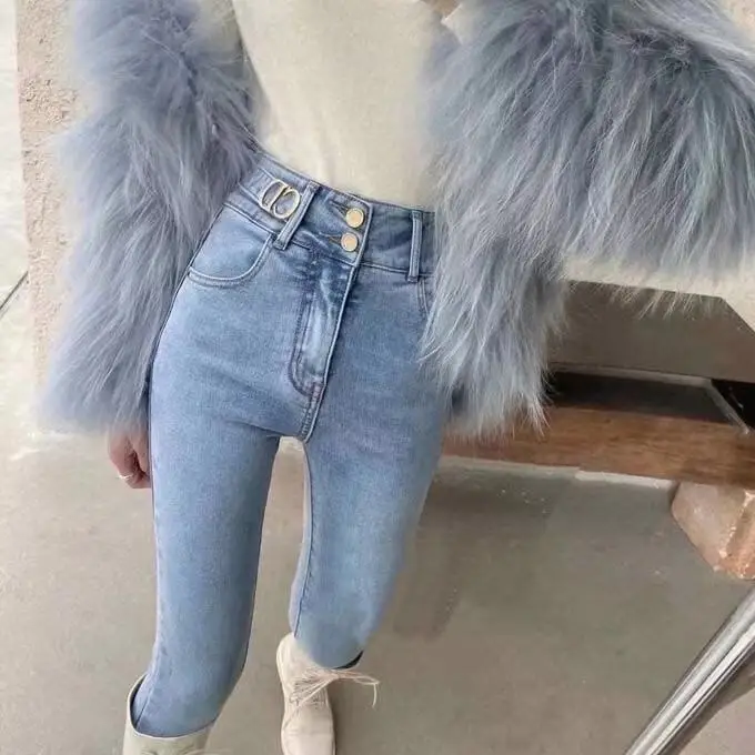

Woman Jeans Pants High Waist Jeans For Women Autumn And Winter Elastic Straight Skinny Pants Pantalones Vaqueros Mujer