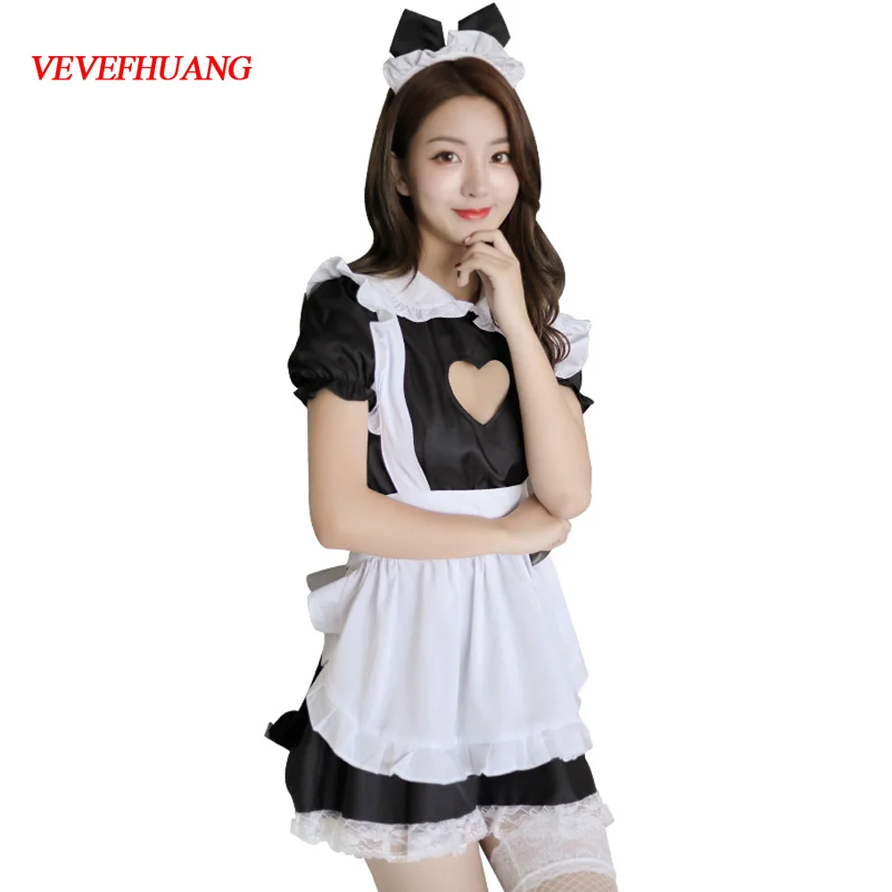 

VEVEFHUANG Sexy Lingerie Cosplay French Apron Maid Servant Lolita Sexy Costume Babydoll Dress Uniform Erotic Lingerie Role play