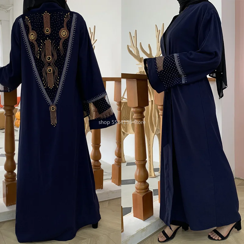 Кимоно Abaya модный сетчатый кардиган стразы сшитый женский арабский Дубай Турция