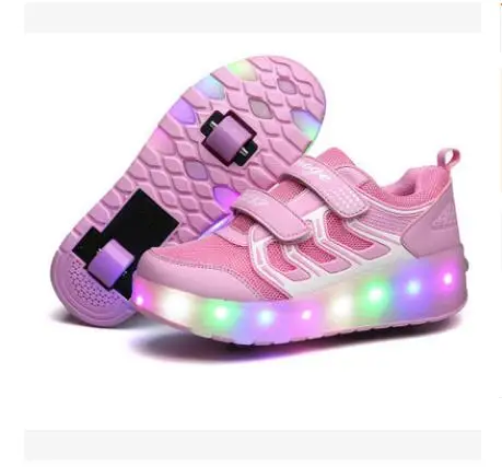 Photo Color 4 Heelys/модная детская обувь для мальчиков с USB, светодиодный светильник, Детские кроссовки с двумя колесами, детские роликовые коньки, светящаяся обувь для девочек - Цвет: Photo Color 4