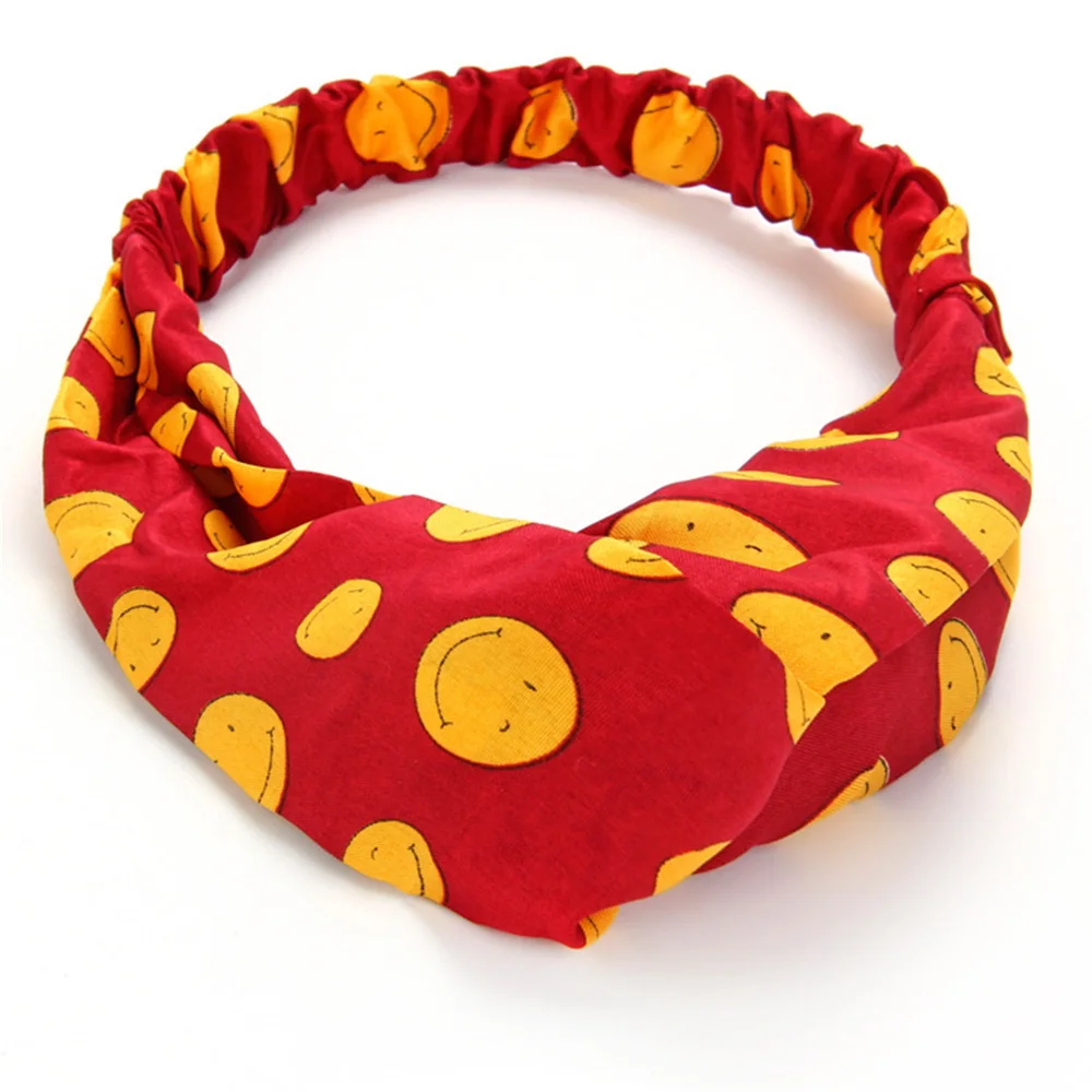Повязка на голову женская с принтом улыбки эластичная лента для волос в