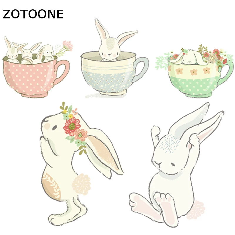 Для переноса утюгом Пасхи милый кролик передачи тепла нашивки на одежду наклейки