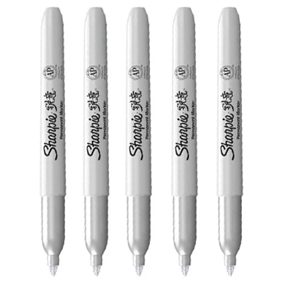 Silver 5 шт. Американский маркер Sharpie металлик поздравительная открытка обои знак жирной не выцветший знак маркер Золотой Серебряный медный красный зеленый - Цвет: Silver