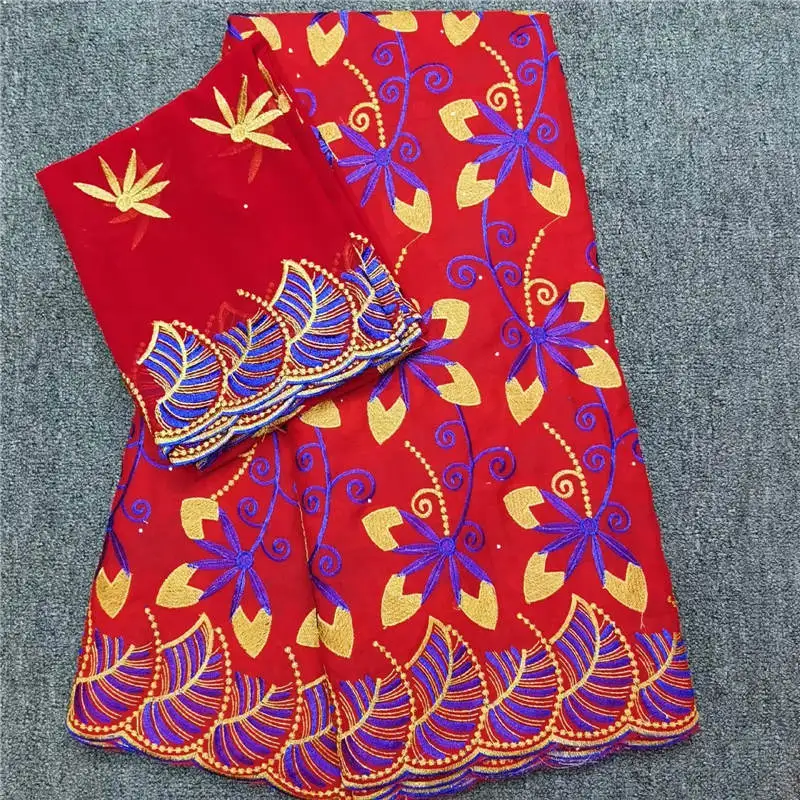 

Fashion Design African Lace Fabric High Quality 100% Cotton 5 + 2 Yards/Set Swiss Voile Lace Fabric For Evening Dress! HLF20355
