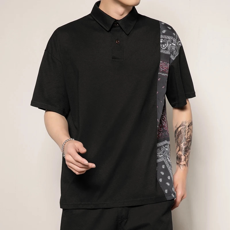

Tide New Summer Polo Shirt Mens Fashion Patchwork Vintage Style Cotton Man Polo Shirt Casual Short Sleeve High Quantity Polo Men