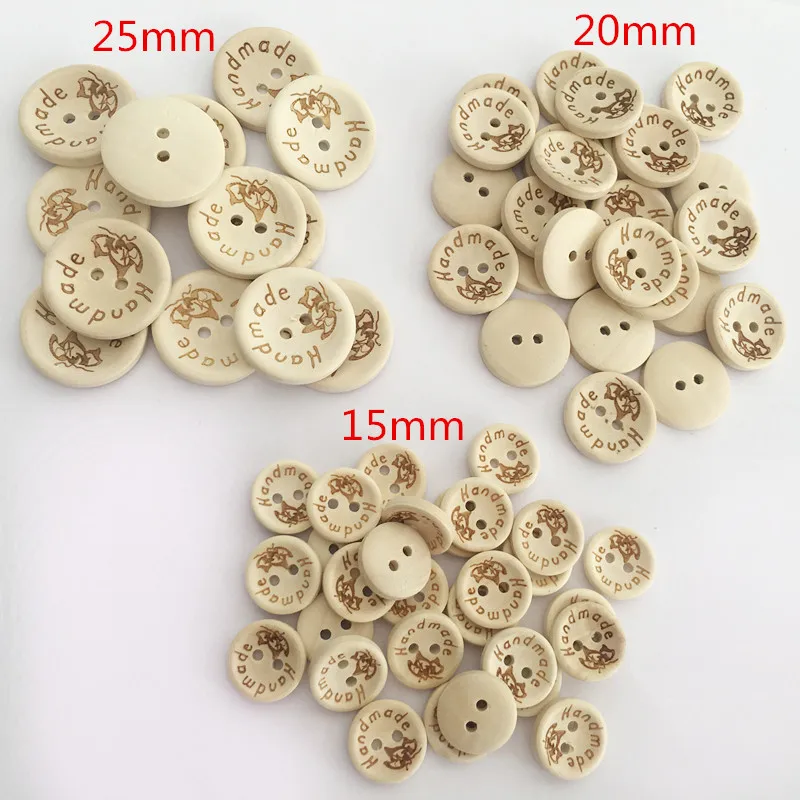 

100Pcs/Pack Wooden Round DIY Crafts Buttons Clothing Decoration 20mm/25mm Sewing Accessories for Scrapbooking Wedding Decor