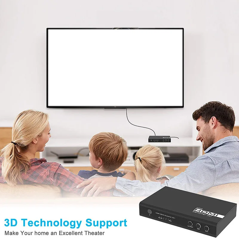 

3X1 4K@60Hz HDMI Switch Supports HDMI 2.0,Display Switch Box HDMI 3 Port,with Infrared Wireless Remote Control,HDCP 2.2
