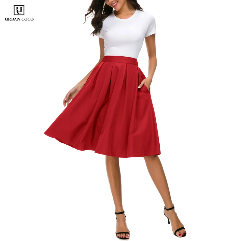 Женская однотонная расклешенная трапециевидная юбка с карманами Urban CoCo