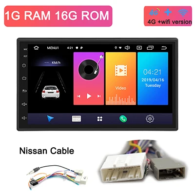 Nissan cable -4G Android 9,0 2 Din Автомобильный Радио Мультимедиа Видео плеер Универсальный Авто Стерео gps для мазида Лада Ниссан Хундай Киа тоята CR-V - Цвет: Nissan cable -4G