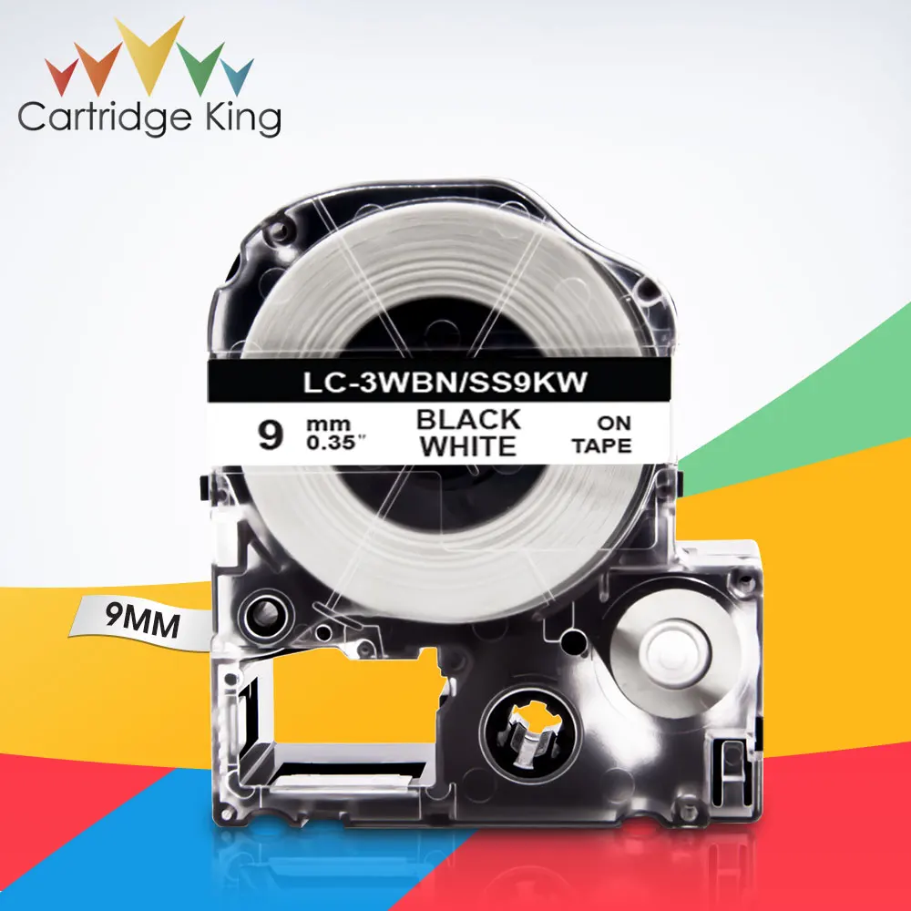 SS9KW LC-3WBN черный на белом 9 мм лента для маркировки Epson King Jim C410 LW-400 TepraPro SR45 PRO SR52 SR55 SR130
