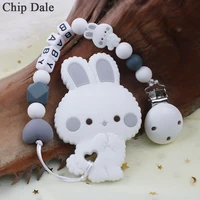 chip dale personalized name baby pacifier chain rabbit silicone molar beads silicone pendant teether toy tooth gel chain