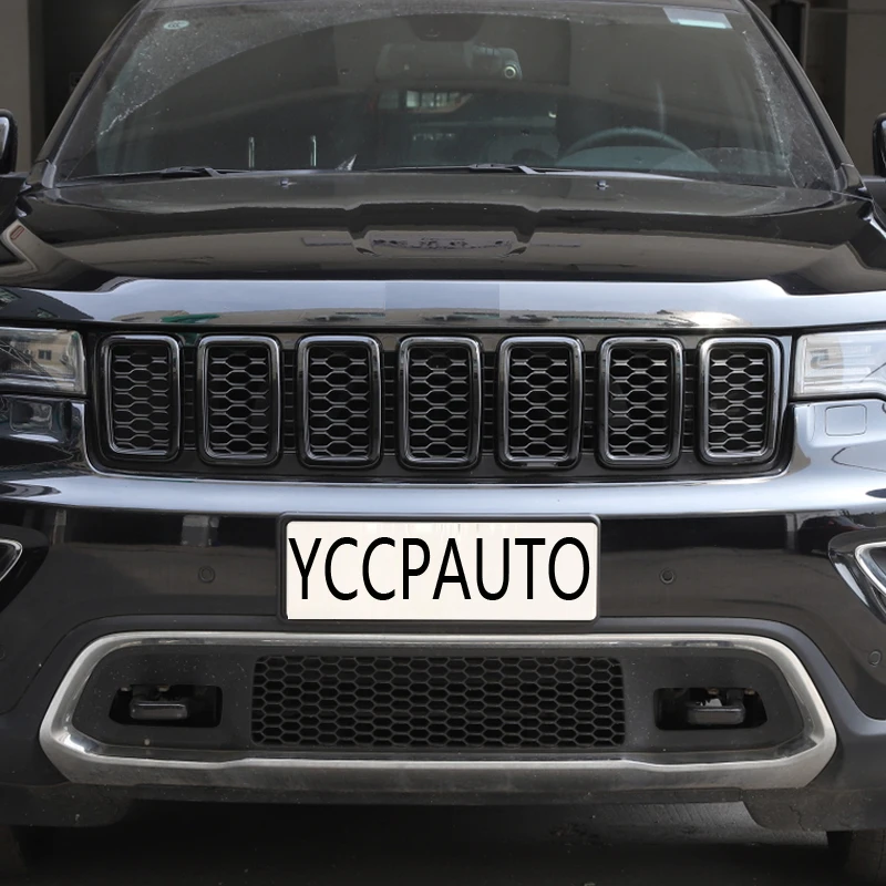 YCCPAUTO 7 шт. автомобильные аксессуары ABS Передние решетки рамка для Jeep Grand Cherokee+ Grils декоративная крышка автомобиля Наклейка
