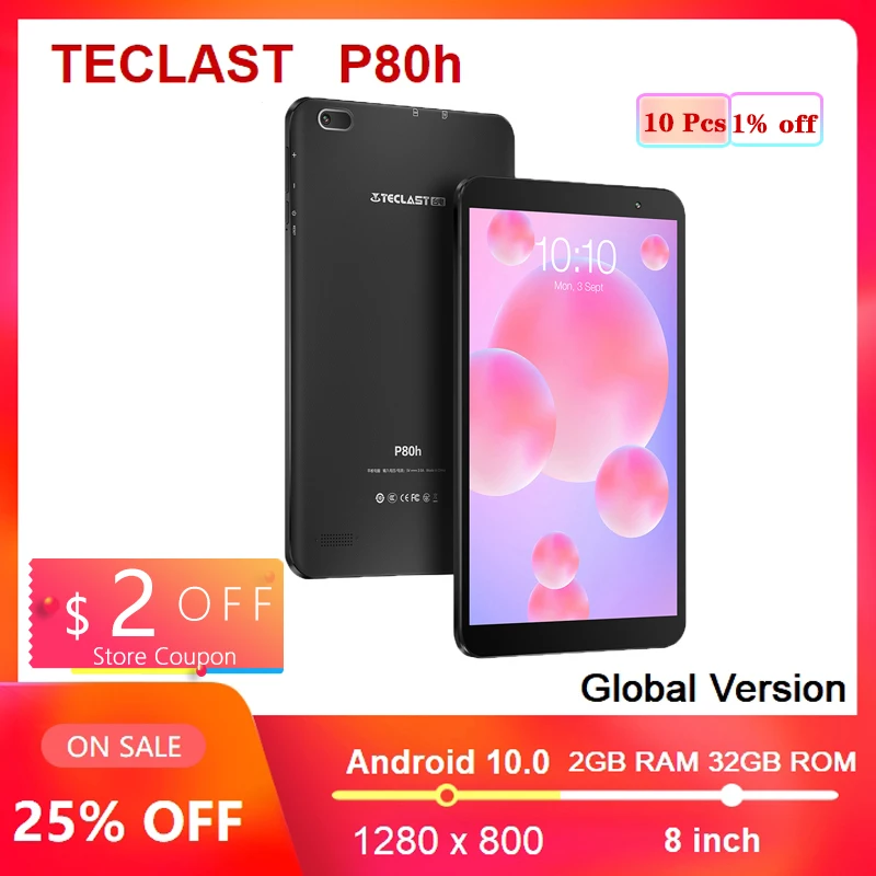 Teclast P80h Android 10.0 OS 8 inch  2GB RAM 32GB ROM Tablet SC7731E ARM Cortex-A7 Quad Core 1.3GHz  Dual Cameras GPS Tablet pc