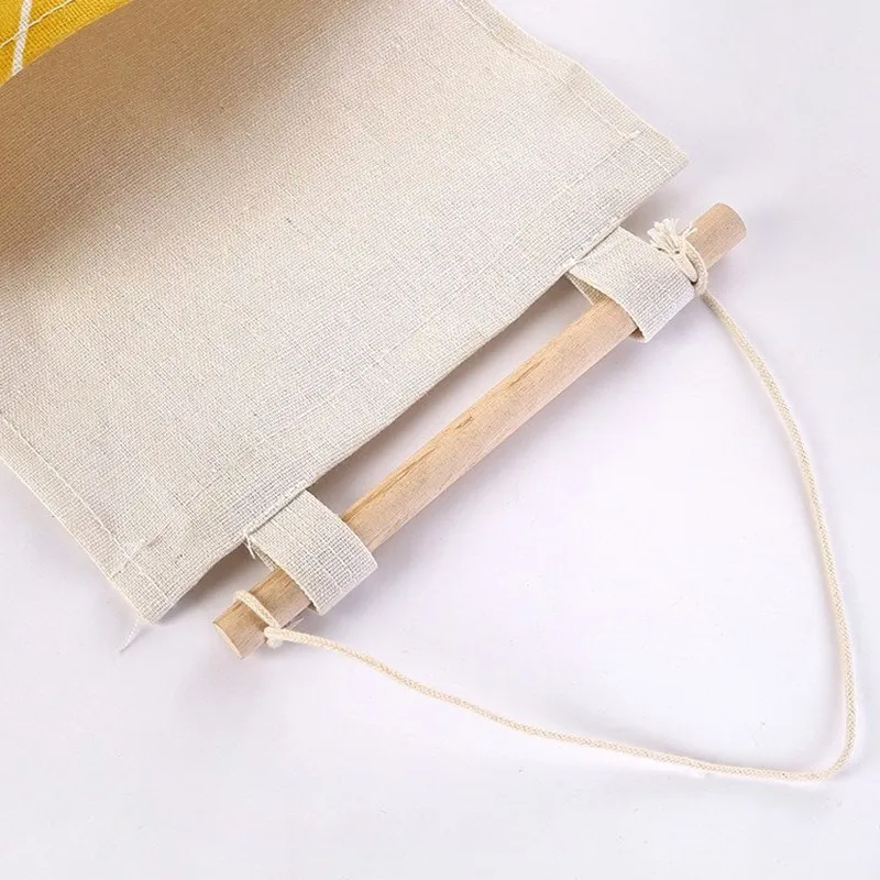 Настенная подвесная сумка для хранения из хлопка и льна с 3 карманами карман на