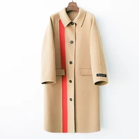 autumn and winter new wool coat stitching long cashmere double sided fleece single breasted slim fashion womens clothing full