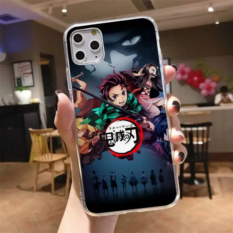 

Kimetsu no Yaiba Demon Slayer Phone Case Transparent for iPhone 6 7 8 11 12 s mini pro X XS XR MAX Plus cover funda shell